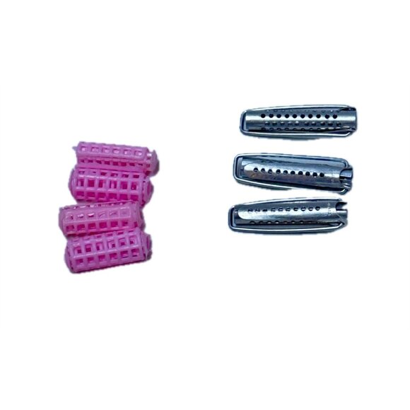 Vintage Tammy Barbie Fashion Doll Curlers Lot 7 w 4 Pink Plastic 3 Metal 1960s - Picture 5 of 5